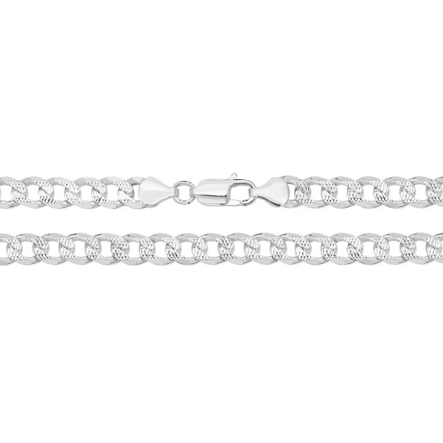 Buy Boys Sterling Silver 8mm Pave Curb Chain Necklace 20 - 30 Inch by World of Jewellery