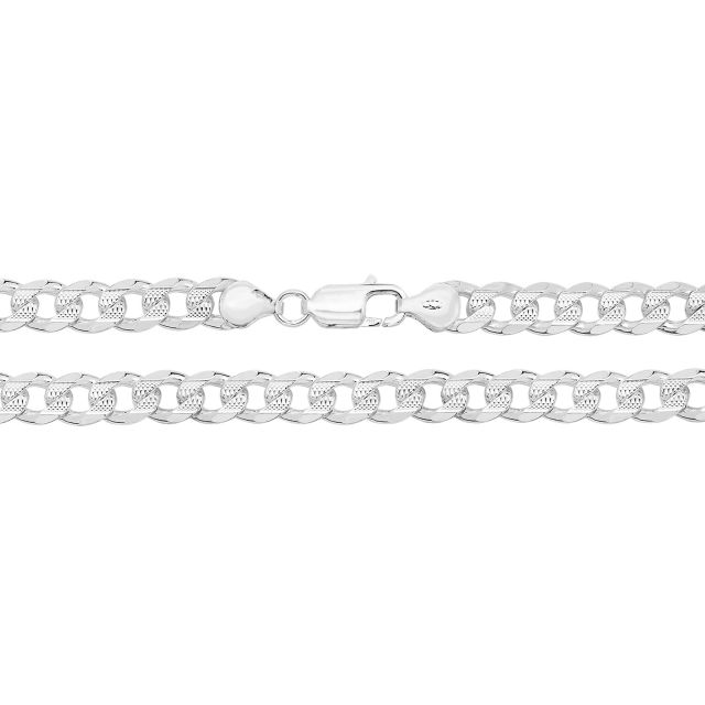 Buy Boys Sterling Silver 9mm Pave Curb Chain Necklace 20 - 24 Inch by World of Jewellery