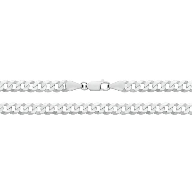 Buy Girls Sterling Silver 5mm Flat Bevelled Curb Chain Necklace 18 - 30 Inch by World of Jewellery