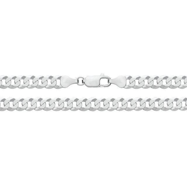 Buy Sterling Silver 6mm Flat Bevelled Curb Chain Necklace 18 - 30 Inch by World of Jewellery