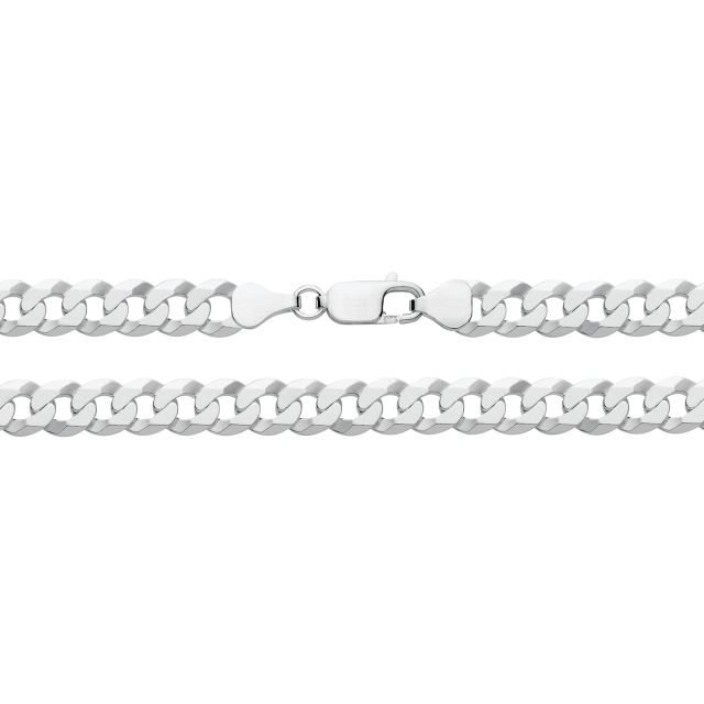 Buy Girls Sterling Silver 7mm Flat Bevelled Curb Chain Necklace 18 - 30 Inch by World of Jewellery