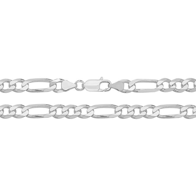 Buy Sterling Silver 8mm Figaro Chain Necklace 18 - 24 Inch by World of Jewellery