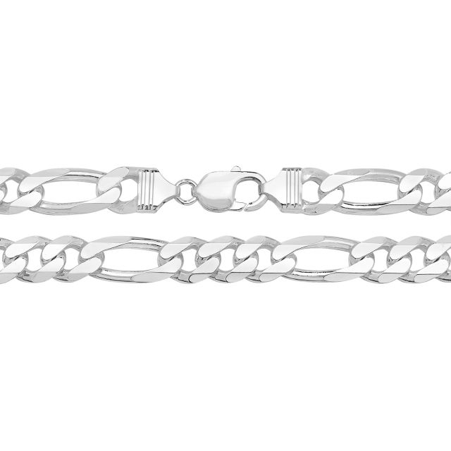 Buy Mens Sterling Silver 10mm Figaro Chain Necklace 20 - 24 Inch by World of Jewellery