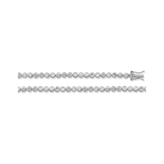 Buy Boys Sterling Silver 4mm Round Cubic Zirconia Set Chain Necklace 17 - 34 Inch by World of Jewellery
