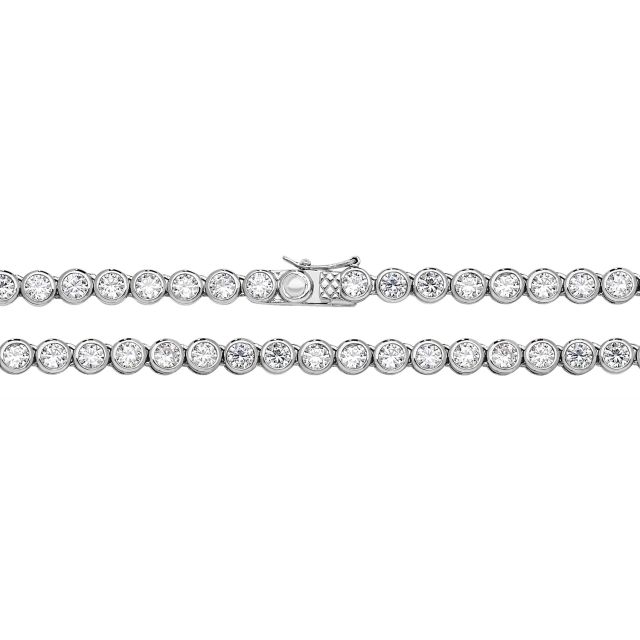 Buy Boys Sterling Silver 5mm Round Cubic Zirconia Set Chain Necklace 17 - 36 Inch by World of Jewellery