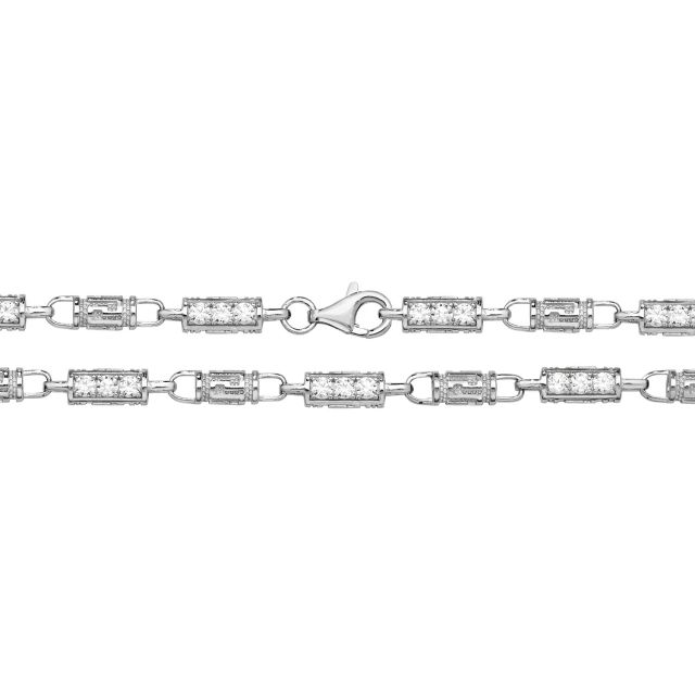 Buy Sterling Silver 5mm Cubic Zirconia Set Greek Design Chain Necklace 30 - 34 Inch by World of Jewellery
