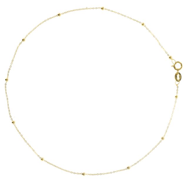 Buy 9ct Gold Flat Trace and Bead Anklet Size 10 Inch For Women by World of Jewellery