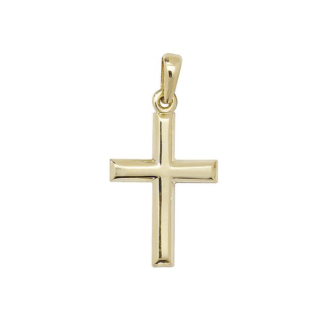 Buy Mens 9ct Gold 18mm Plain Cross Pendant by World of Jewellery