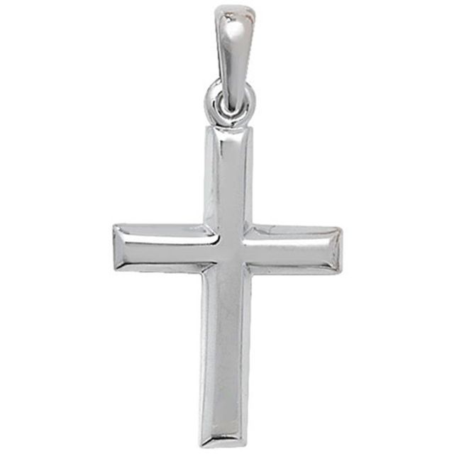 Buy Mens 9ct White Gold 18mm Plain Cross Pendant by World of Jewellery