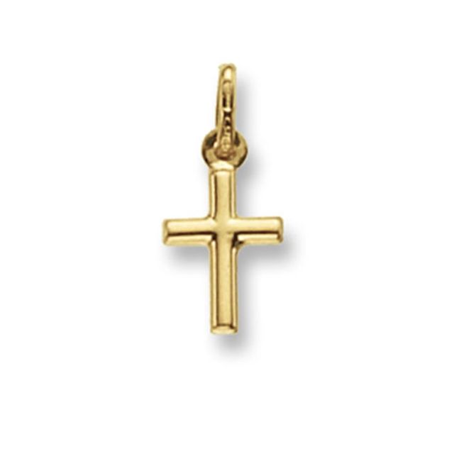 Buy Mens 9ct Gold 10mm Plain Tubular Cross Pendant by World of Jewellery