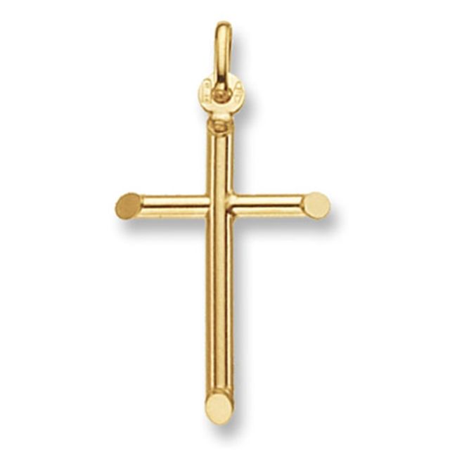 Buy 9ct Gold 25mm Plain Tubular Cross Pendant by World of Jewellery