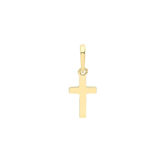 Buy Mens 9ct Gold 8mm Plain Cross Pendant by World of Jewellery