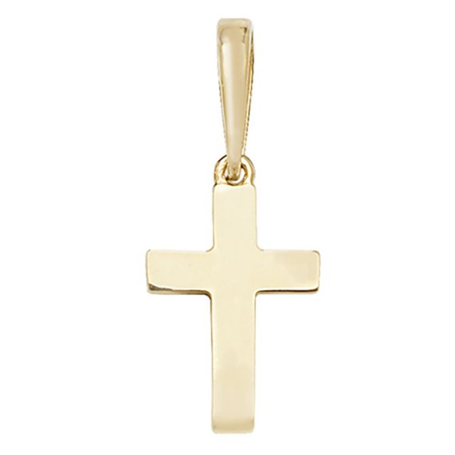 Buy 9ct Gold 13mm Solid Plain Cross Pendant by World of Jewellery