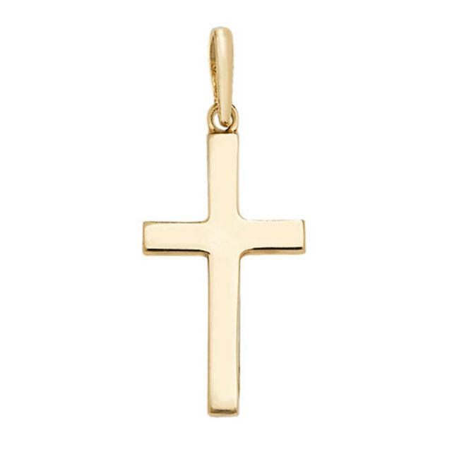 Buy 9ct Gold 23mm Solid Plain Cross Pendant by World of Jewellery