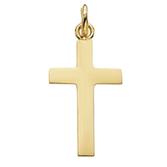 Buy Boys 9ct Gold 20mm Flat Plain Cross Pendant by World of Jewellery