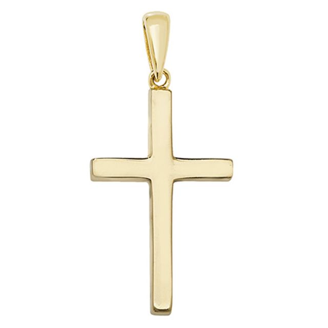Buy 9ct Gold 29mm Solid Plain Cross Pendant by World of Jewellery