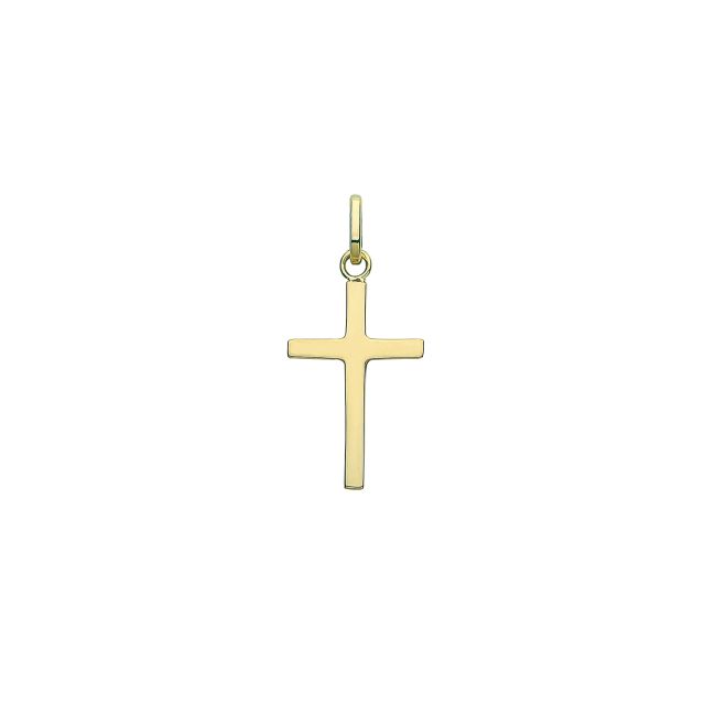 Buy 9ct Gold 20mm Semi Solid Plain Cross Pendant by World of Jewellery