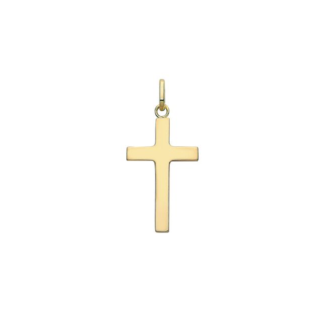Buy 9ct Gold 24mm Semi Solid Plain Cross Pendant by World of Jewellery