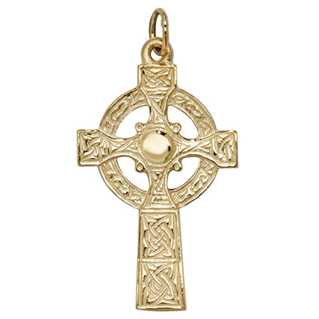 Buy 9ct Gold 36mm Celtic Cross Pendant by World of Jewellery