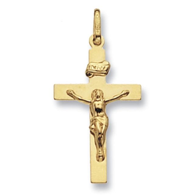 Buy Boys 9ct Gold 26mm INRI Crucifix Cross Pendant by World of Jewellery