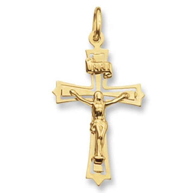 Buy 9ct Gold 31mm INRI Crucifix Cross Pendant by World of Jewellery