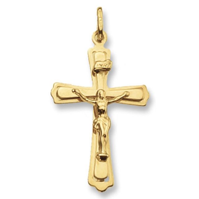 Buy 9ct Gold 35mm INRI Crucifix Cross Pendant by World of Jewellery