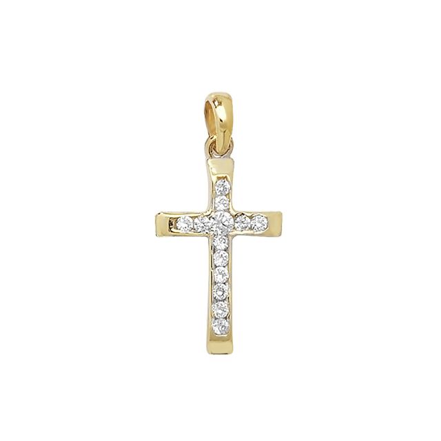 Buy Boys 9ct Gold 18mm Cubic Zirconia Cross Pendant by World of Jewellery