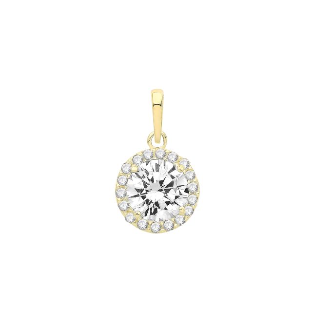 Buy 9ct Gold 7mm Round Cubic Zirconia Pendant by World of Jewellery