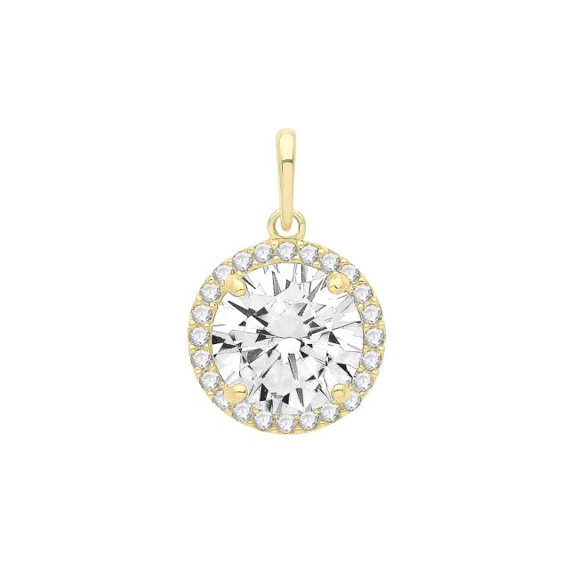 Buy Boys 9ct Gold 10mm Round Cubic Zirconia Pendant by World of Jewellery