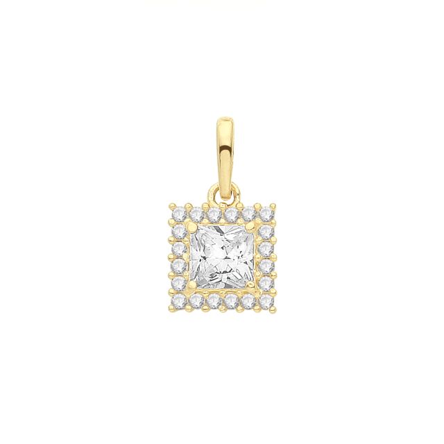 Buy Girls 9ct Gold 6mm Square Cubic Zirconia Pendant by World of Jewellery