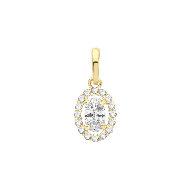 Buy 9ct Gold 8mm Oval Cubic Zirconia Pendant by World of Jewellery