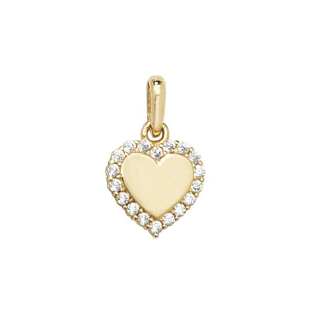 Buy Mens 9ct Gold 6mm Cubic Zirconia Edged Heart Pendant by World of Jewellery