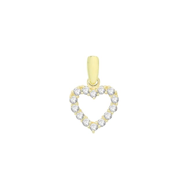 Buy Girls 9ct Gold 7mm Cubic Zirconia Open Heart Pendant by World of Jewellery