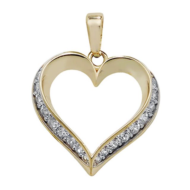 Buy Girls 9ct Gold 15mm Cubic Zirconia Heart Pendant by World of Jewellery