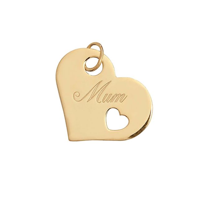 Buy 9ct Gold 20mm Engraved Mum Heart Pendant by World of Jewellery