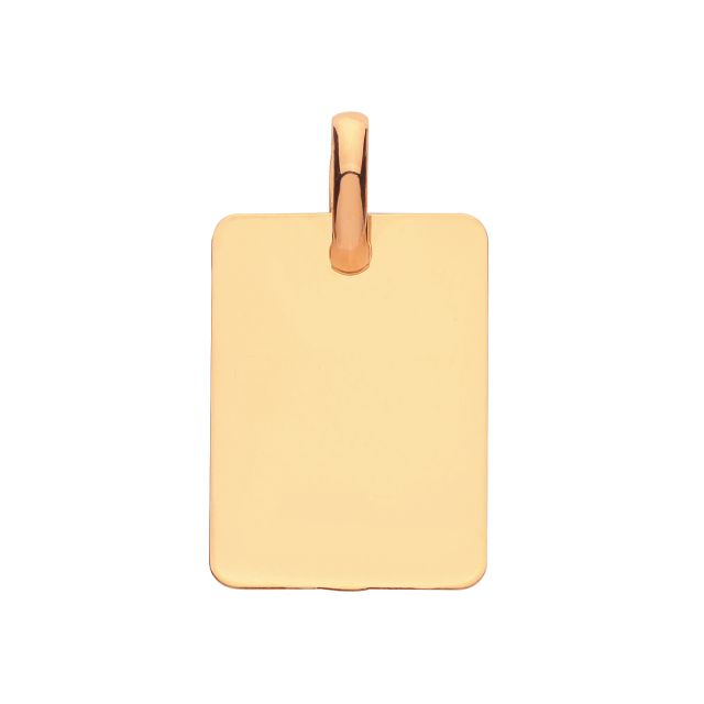 Buy Mens 9ct Gold 14mm Plain Engravable Rectangular Dog Tag Pendant by World of Jewellery