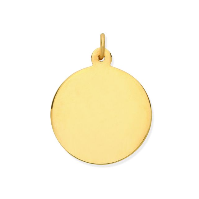 Buy Mens 9ct Gold 18mm Plain Engravable Round Disc Dog Tag Pendant by World of Jewellery