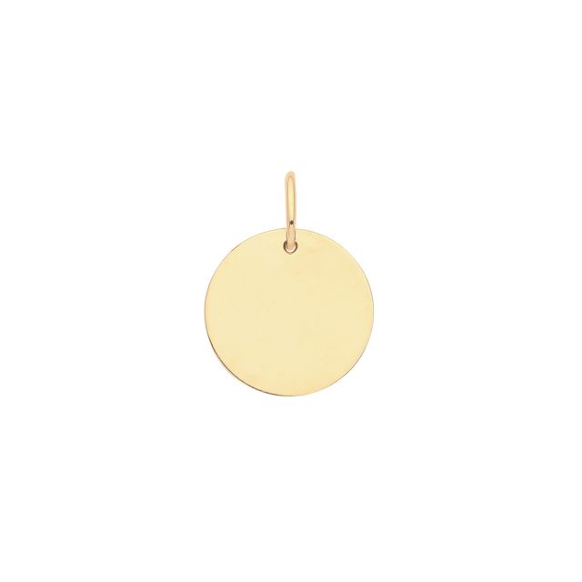 Buy Mens 9ct Gold 11mm Plain Engravable Round Disc Dog Tag Pendant by World of Jewellery