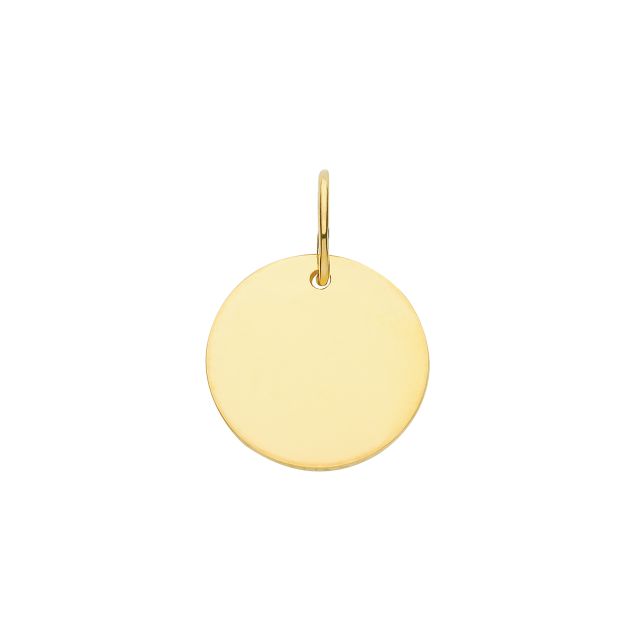 Buy 9ct Gold 12mm Plain Engravable Round Disc Dog Tag Pendant by World of Jewellery