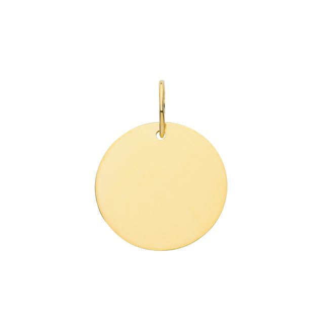 Buy 9ct Gold 13mm Plain Engravable Round Disc Dog Tag Pendant by World of Jewellery