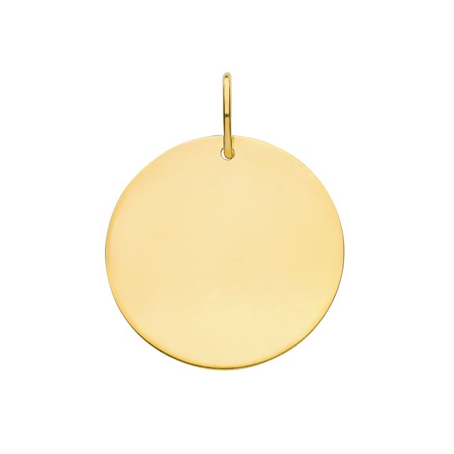 Buy 9ct Gold 17mm Plain Engravable Round Disc Dog Tag Pendant by World of Jewellery