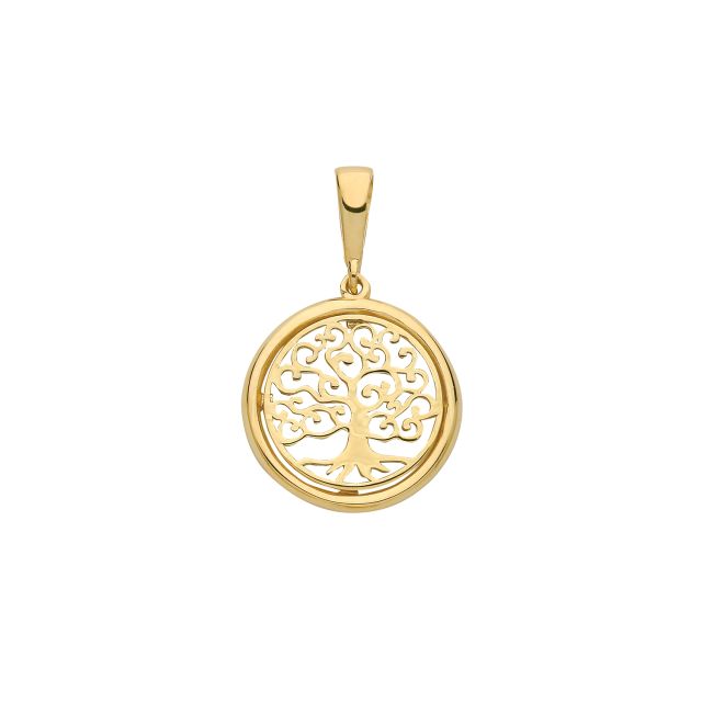 Buy 9ct Gold 13mm Round Tree Of Life Pendant by World of Jewellery