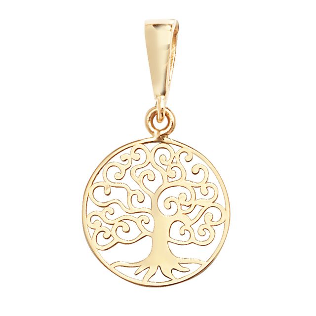 Buy Mens 9ct Gold 11mm Round Tree Of Life Pendant by World of Jewellery