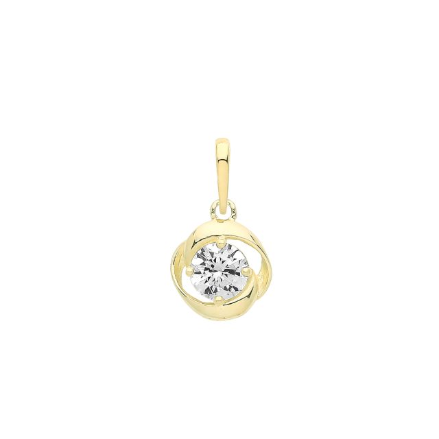 Buy 9ct Gold 7mm Round Cubic Zirconia Set Pendant by World of Jewellery