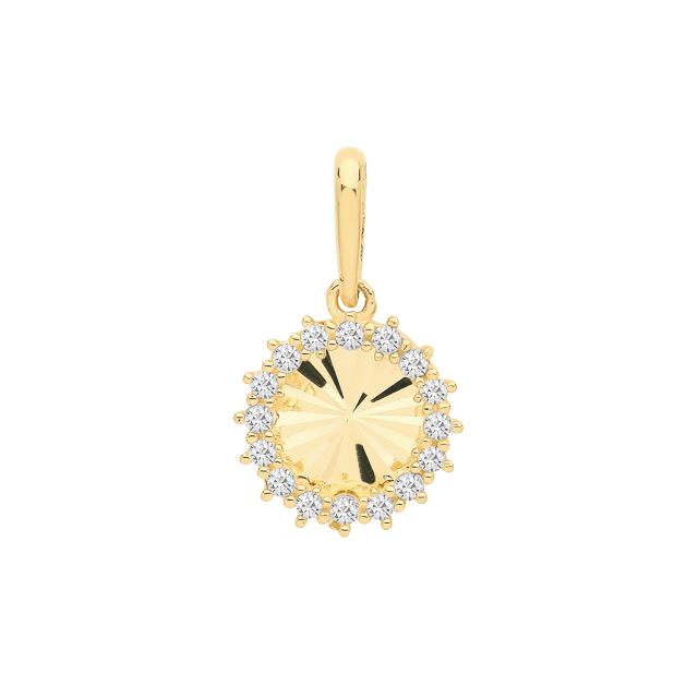 Buy Mens 9ct Gold 8mm Round Cubic Zirconia Set Pendant by World of Jewellery