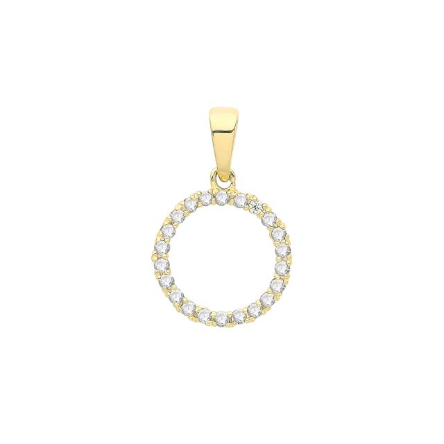 Buy 9ct Gold 9mm Round Cubic Zirconia Set Pendant by World of Jewellery