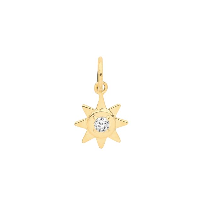Buy 9ct Gold 8mm Cubic Zirconia Set Star Pendant by World of Jewellery