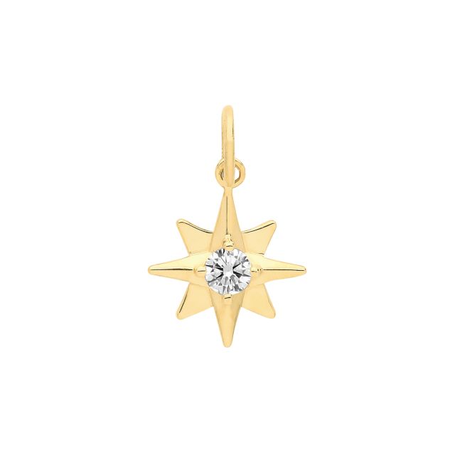 Buy Mens 9ct Gold 10mm Cubic Zirconia Set Star Pendant by World of Jewellery