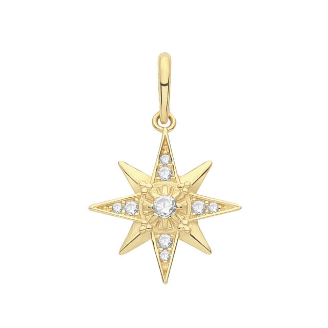 Buy Girls 9ct Gold 12.7mm Cubic Zirconia Set Star Pendant by World of Jewellery