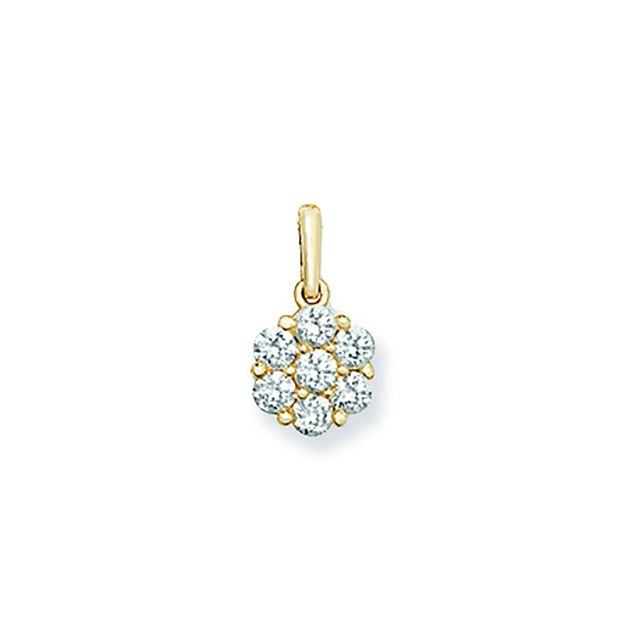 Buy Girls 9ct Gold 7mm Cubic Zirconia Flower Pendant by World of Jewellery